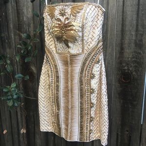Bebe Bead dress gold size 6
